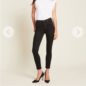 Veronica Beard Debbie Black Button Fly High-Rise Ankle Crop Skinny Jeans